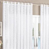 Cortina Renda 2,00M X 1,70M Branca Tecido Renda Com Voal Floral Sala Ou Quarto - 3