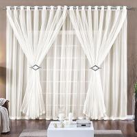 Cortina Paula 3,00M X 2,80M Palha Tecido Voal Leve Clean Para Sala Ou Quarto - 1