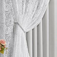Cortina Monalisa 3,00M X 2,70M Varão Simples Tecido Blackout Com Renda Floral - Gelo - 2