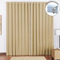 Cortina Tecido Blackout 4,00M X 2,80M Avelã Para Trilho Comum Sala Quarto Blecaute Corta Luz - 1