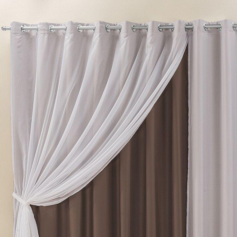 Cortina Para Trilho Comum Elegance 2,00M X 1,70M Tabaco Tecido Semi Blackout - 2