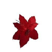 Flor Artificial Natal Poinsétia Veludo Vermelha 41cm - 1