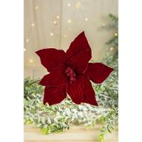 Flor Artificial Natal Poinsétia Veludo Vermelha 41cm - 3