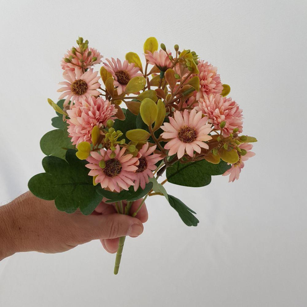 Flor Artificial Buquê Margaridas Com Cravo 30cm - 4