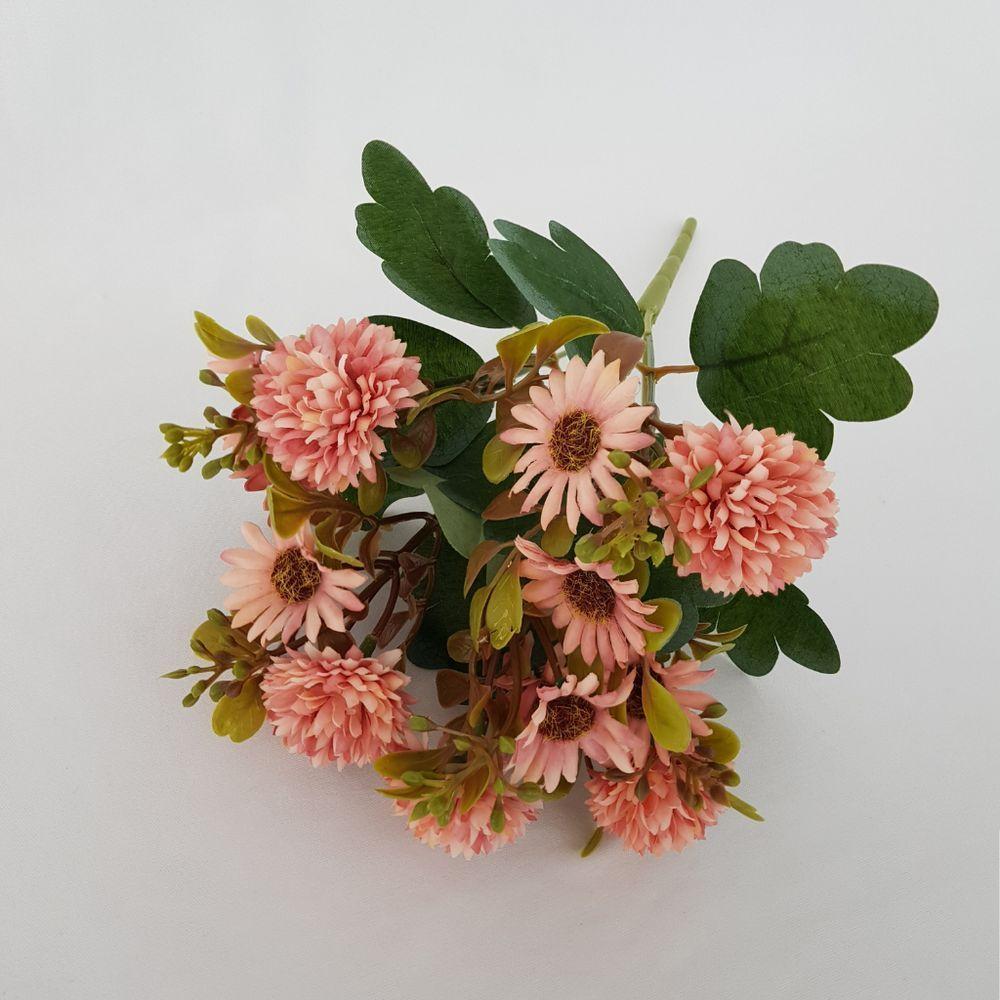 Flor Artificial Buquê Margaridas Com Cravo 30cm - 5