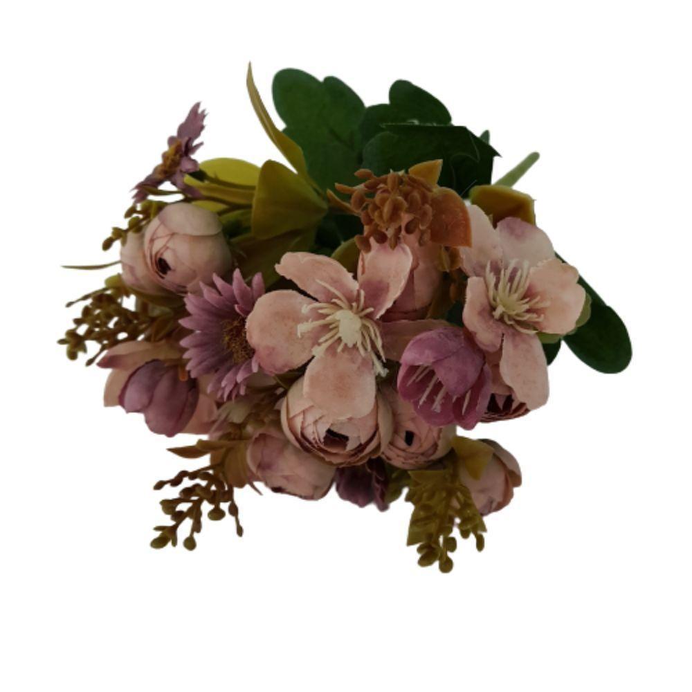 Flor Artificial Buquê Camélia E Margarida 30cm - 1