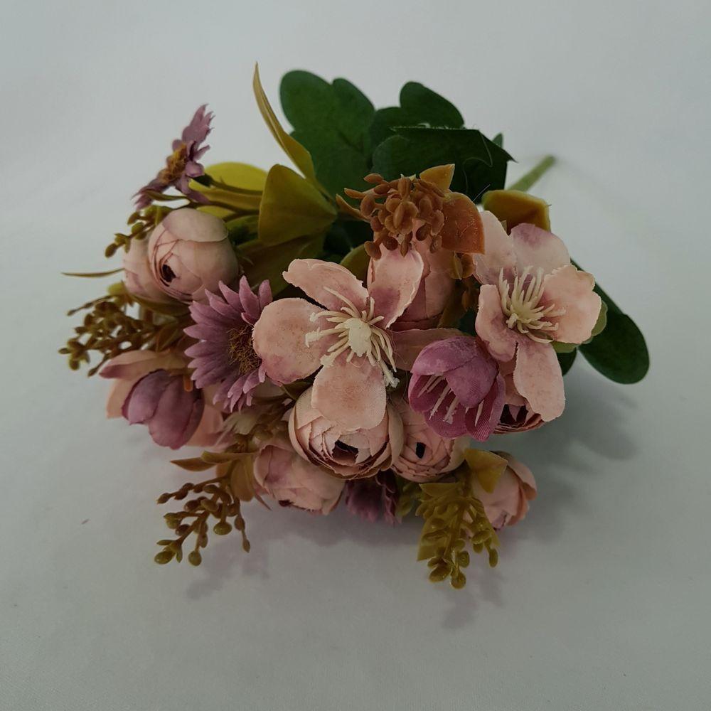 Flor Artificial Buquê Camélia E Margarida 30cm - 4