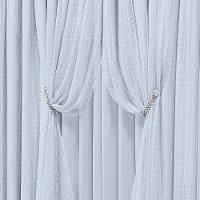 Cortina Monte Real 2,00M X 1,70M Tecido Blackout Voal Trabalhado Xadrez Sala Quarto - Gelo - 1