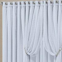 Cortina Monte Real 2,00M X 1,70M Tecido Blackout Voal Trabalhado Xadrez Sala Quarto - Gelo - 2