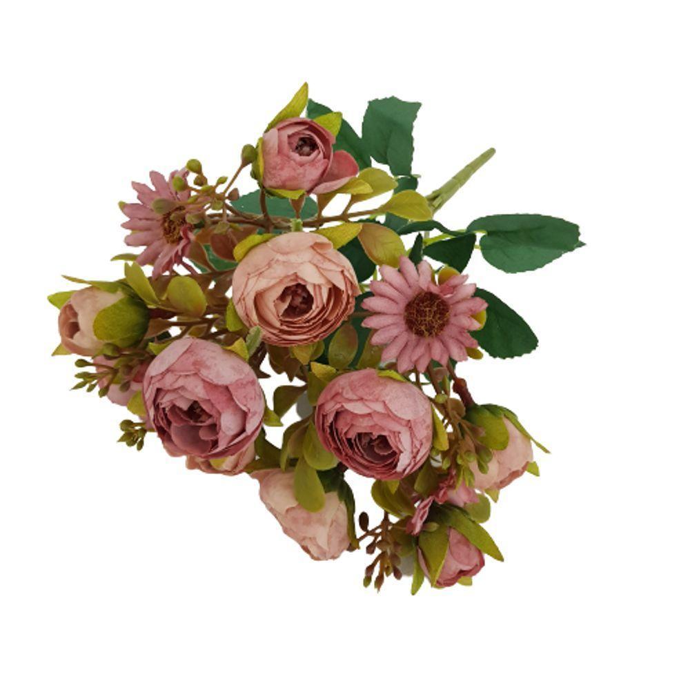 Flor Artificial Buquê Camélia E Margarida 30cm - 1