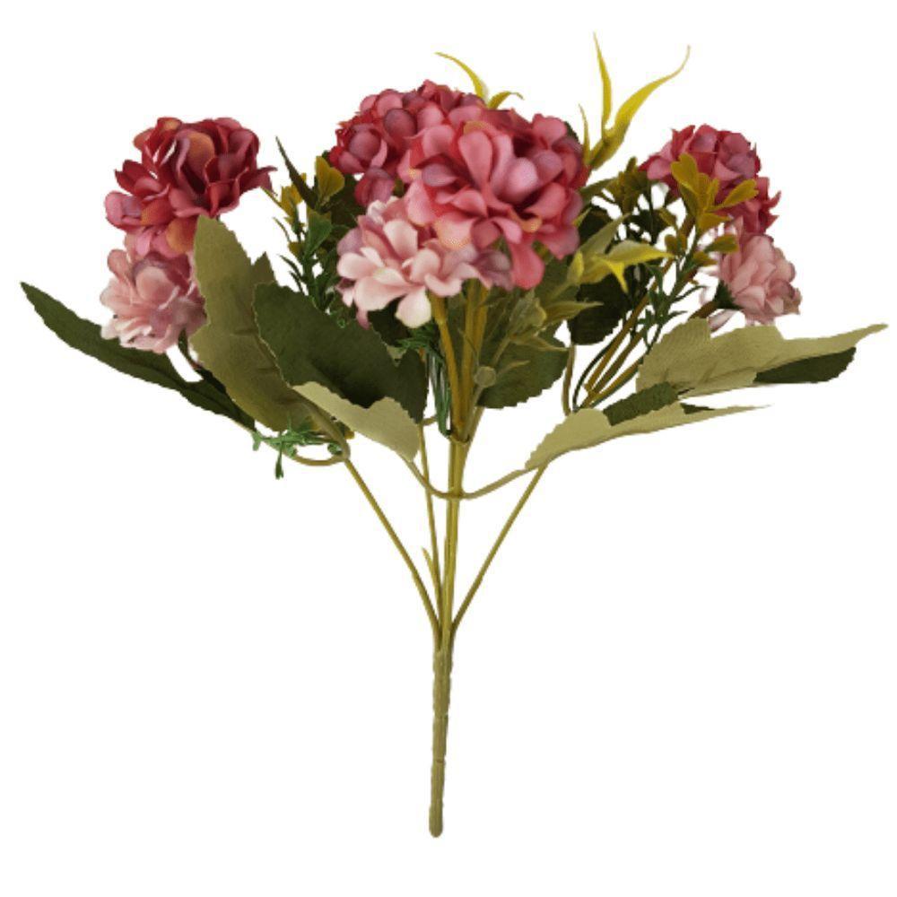 Flor Artificial Mini Hortência Marsala Haste 26cm 26cm - 2