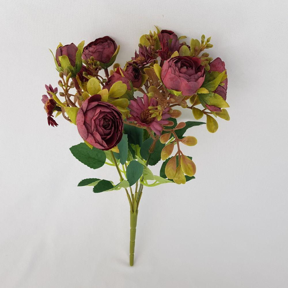 Flor Artificial Buquê Camélia E Margarida 30cm - 4