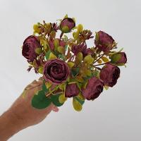 Flor Artificial Buquê Camélia E Margarida 30cm - 3