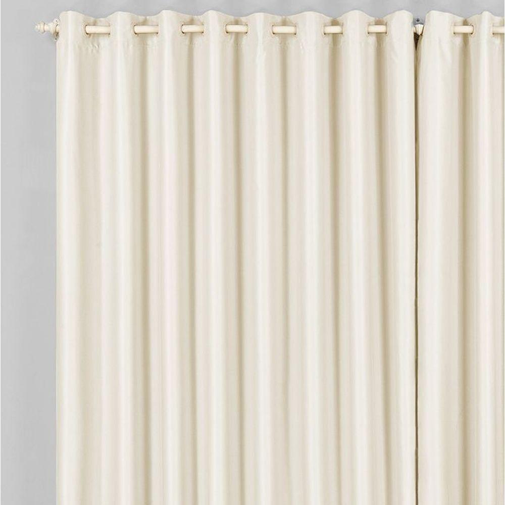 Cortina Tecido Blackout 3,00M X 2,60M Bege Claro Para Trilho Comum Blecaute Sala Quarto Nova - 2