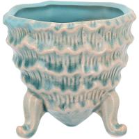 Fergie Cachepô 9X9X9Cm Cerâmica Azul Com Pé - 1