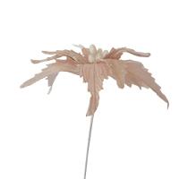 Flor Artificial Natalina Poinsétia Rose Tecido Com Haste 58cm - 2