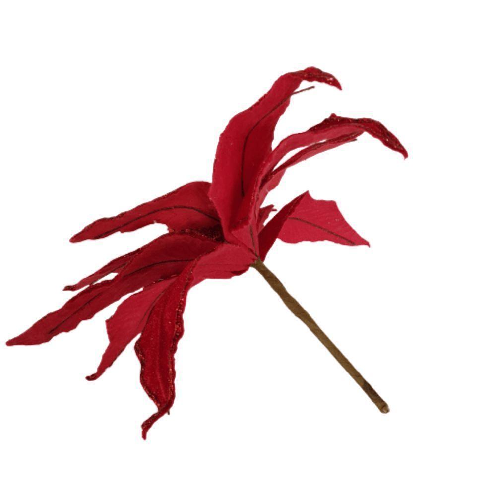 Flor Artificial Natalina Poinsétia Haste 28cm 21cm - 1