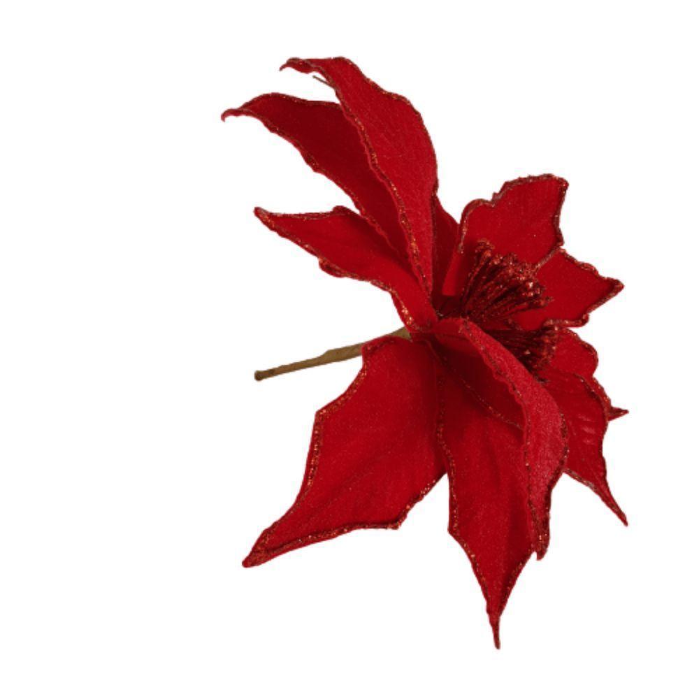 Flor Artificial Natalina Poinsétia Haste 28cm 21cm - 5