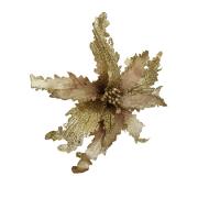 Flor Artificial Natalina Poinsétia Champanhe E Rose Haste 50cm - 1