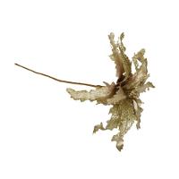 Flor Artificial Natalina Poinsétia Champanhe E Rose Haste 50cm - 2