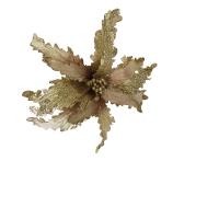 Flor Artificial Natalina Poinsétia Champanhe E Rose Haste 50cm - 5