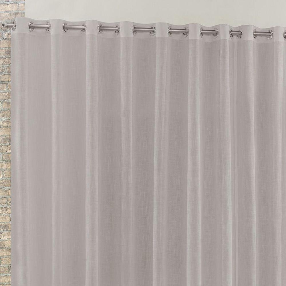 Cortina Rubi 4,00M X 2,60M Cinza Tecido Voal Linho Detalhada Sala Quarto Leve - 2