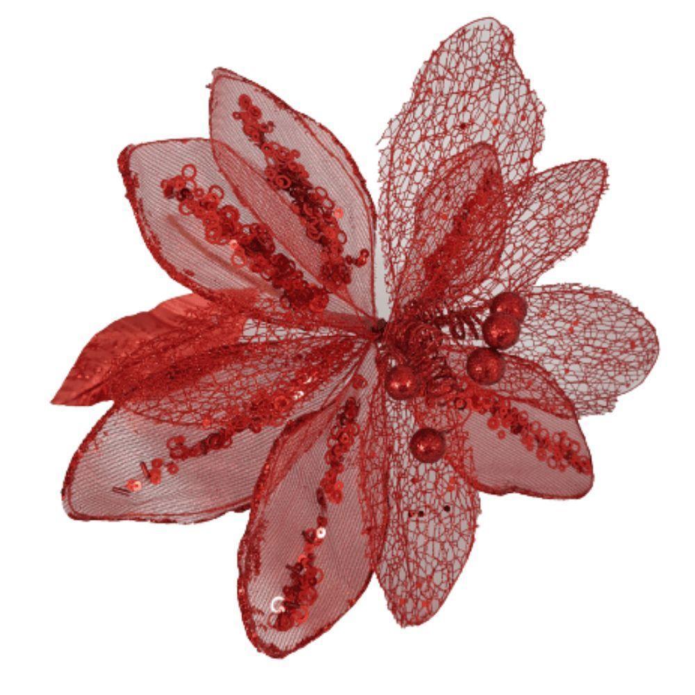 Flor Artificial Natalina Poinsétia Vermelha 63cm 63cm - 2