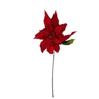 Flor Artificial Natalina Poinsétia Veludo Vermelha Com Haste 55cm - 2