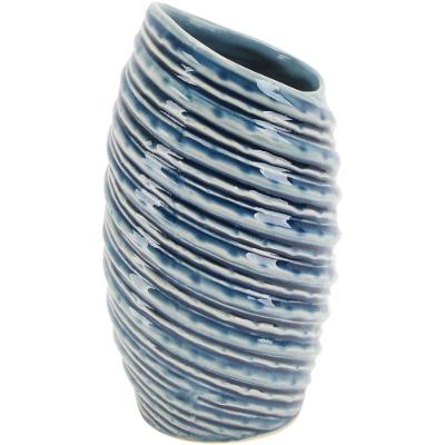 Ninon Vaso 22X12X12Cm Cerâmica Azul