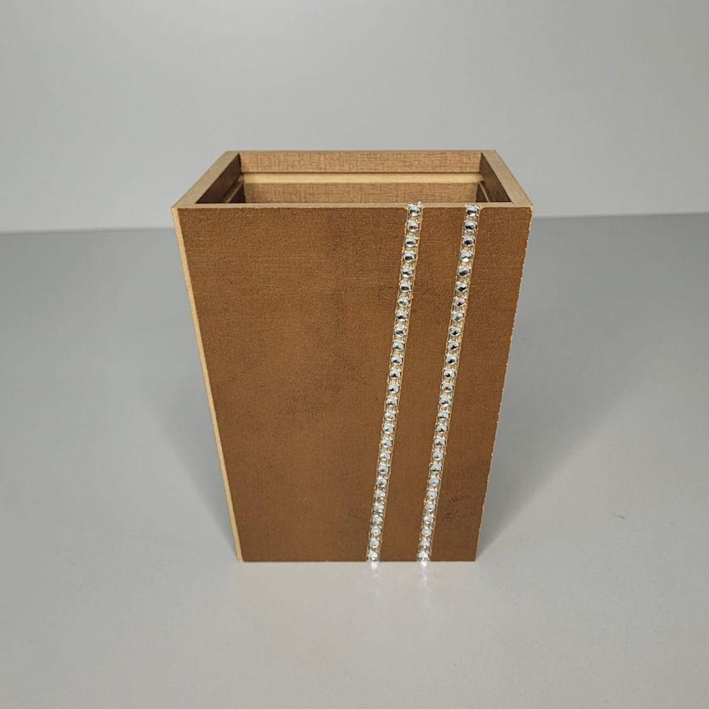 Vaso Em Mdf Com Strass (12x12x14) Marrom - 4