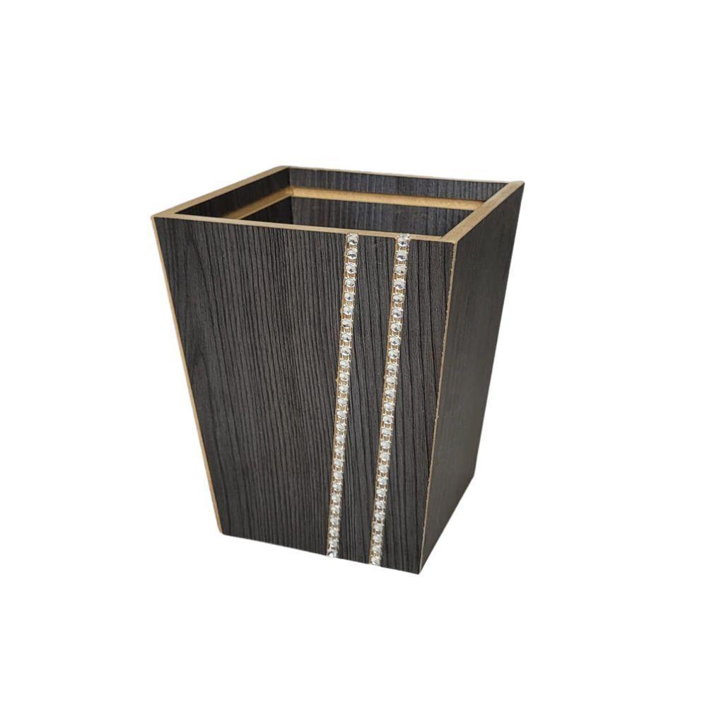 Vaso Em Mdf Com Strass (12x12x14) Preto - 1