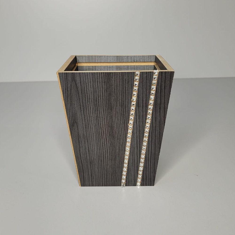 Vaso Em Mdf Com Strass (12x12x14) Preto - 3