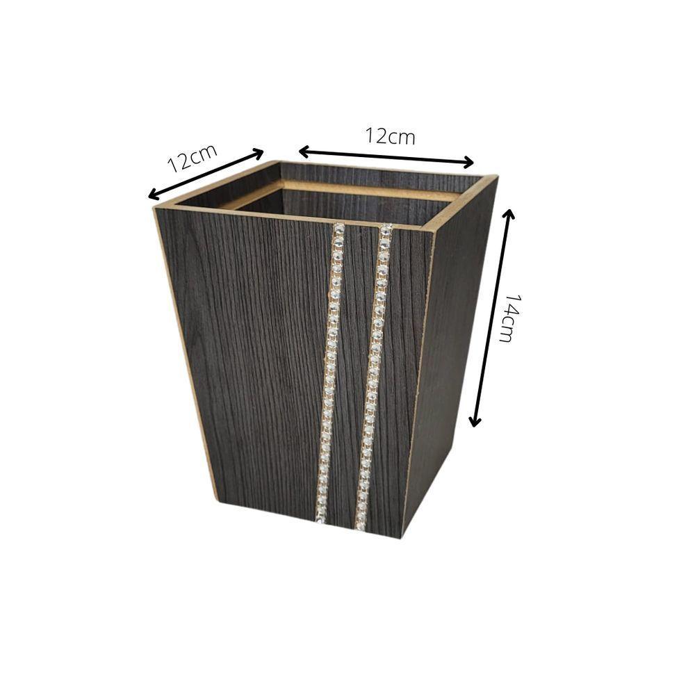 Vaso Em Mdf Com Strass (12x12x14) Preto - 4