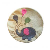 Tapete Pelúcia Elefante 90Cm X 90Cm Redondo Decorativo Quarto Infantil Base Emborrachado - Palha - 1