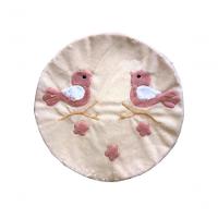 Tapete Pelúcia Pássaros Birds 90Cm X 90Cm Quarto Infantil Base Emborrachado - Palha Com Rosê - 1