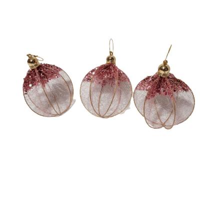 Bola De Natal Rose Kit Com 3 Unid. Kit 3 Pçs.