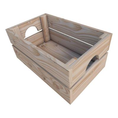 Cesto Decortativo Em Madeira De Reflorestamento P/ Brinquedos E Games
