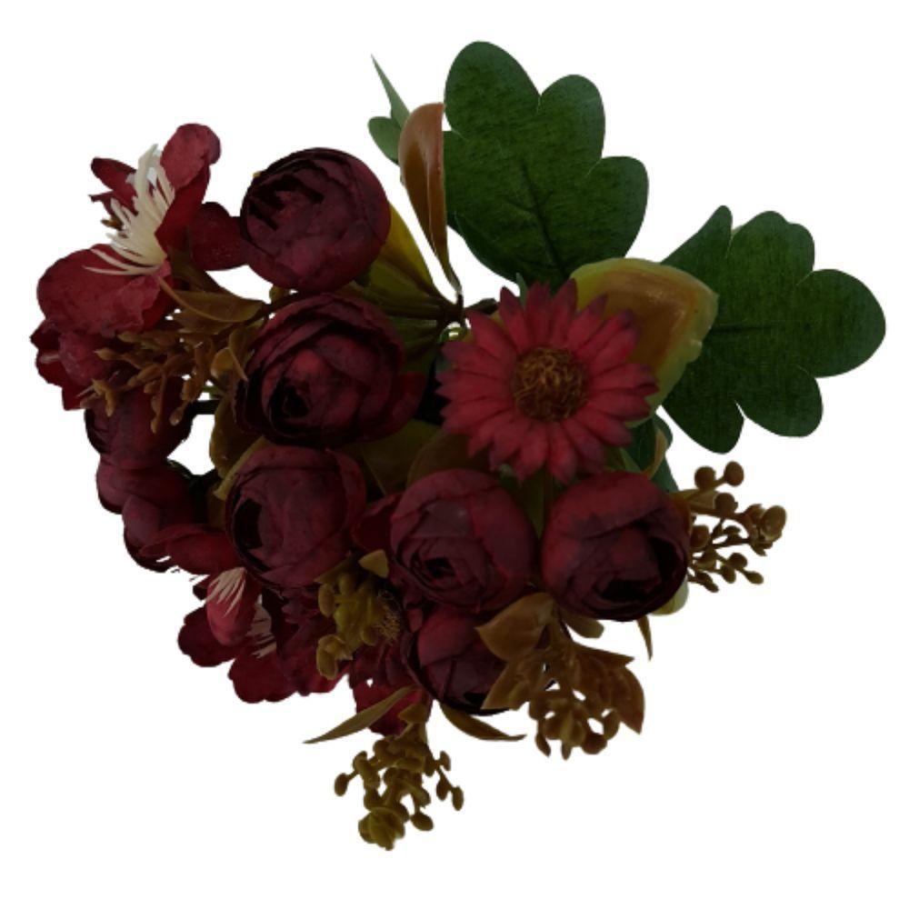 Flor Artificial Buquê Camélia E Margarida 30cm - 1