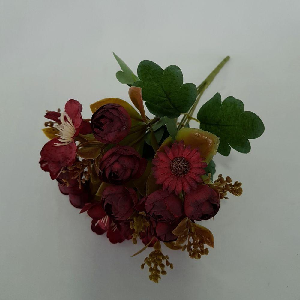 Flor Artificial Buquê Camélia E Margarida 30cm - 2