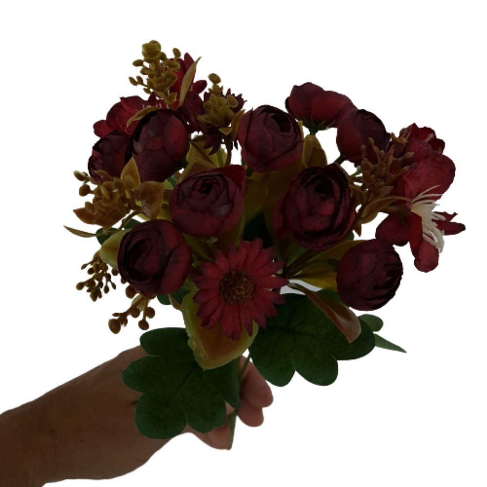 Flor Artificial Buquê Camélia E Margarida 30cm - 4