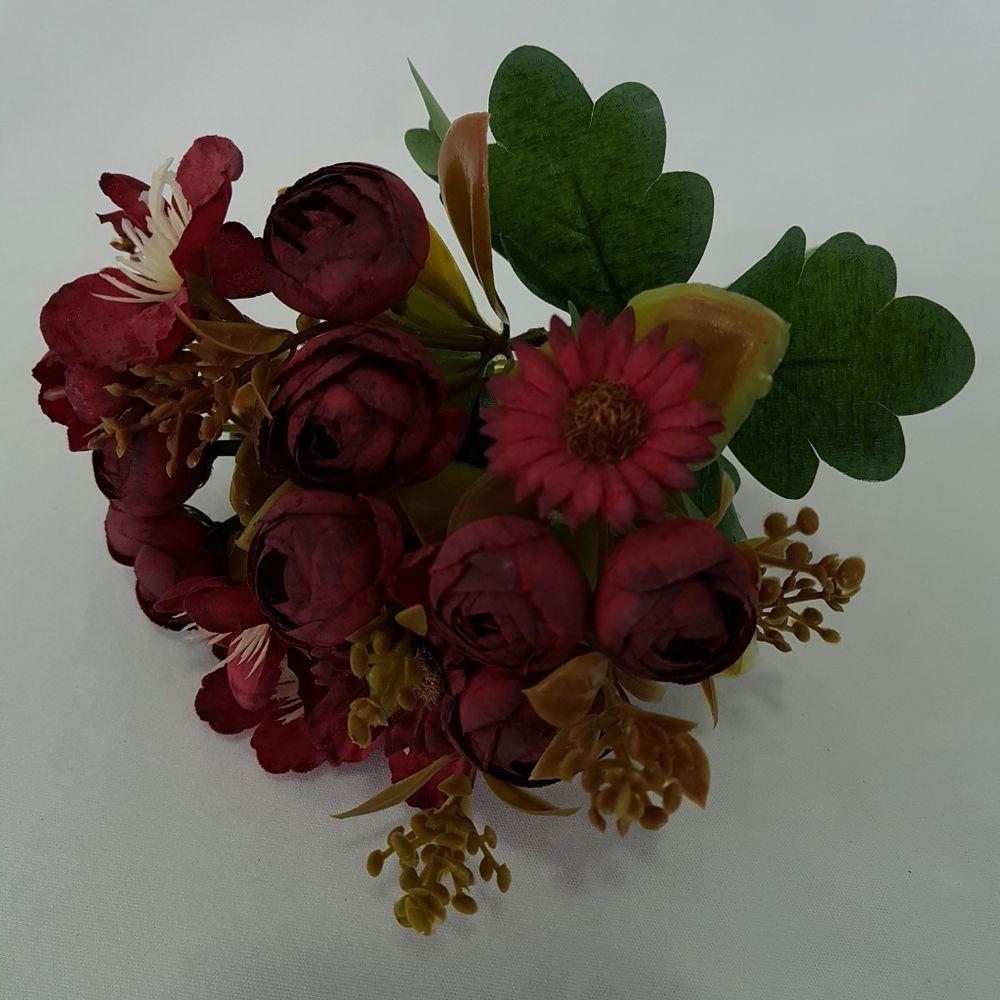 Flor Artificial Buquê Camélia E Margarida 30cm - 6