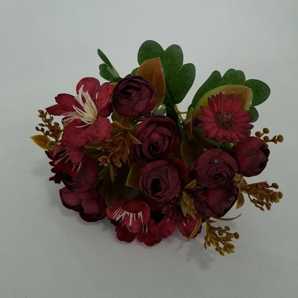 Flor Artificial Buquê Camélia E Margarida 30cm - 7