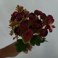 Flor Artificial Buquê Camélia E Margarida 30cm - 3