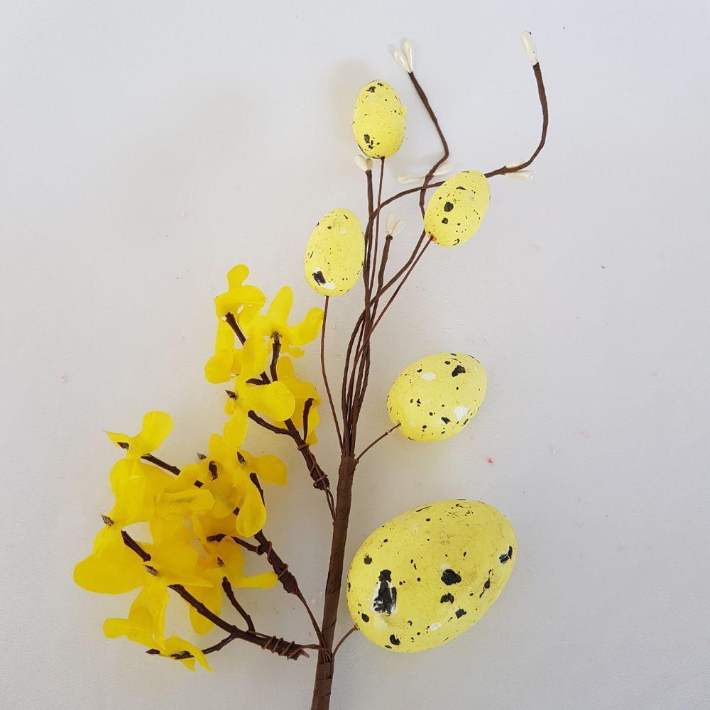 Galho De Flor Com Ovinhos De Páscoa 35cm - 2