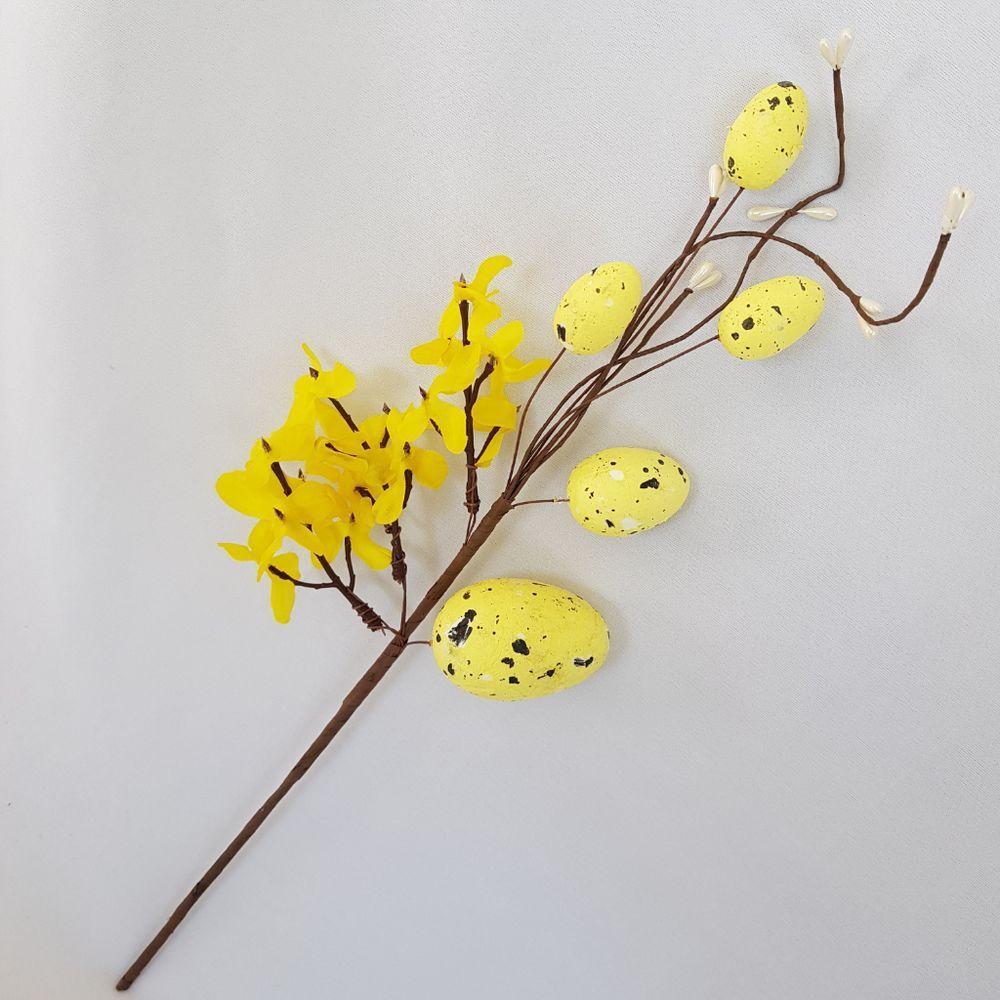 Galho De Flor Com Ovinhos De Páscoa 35cm - 3