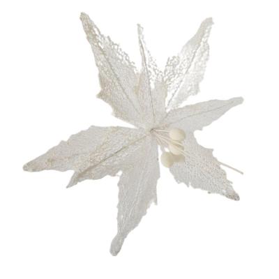 Flor Artificial Natalina Poinsétia Branca 50cm 65cm