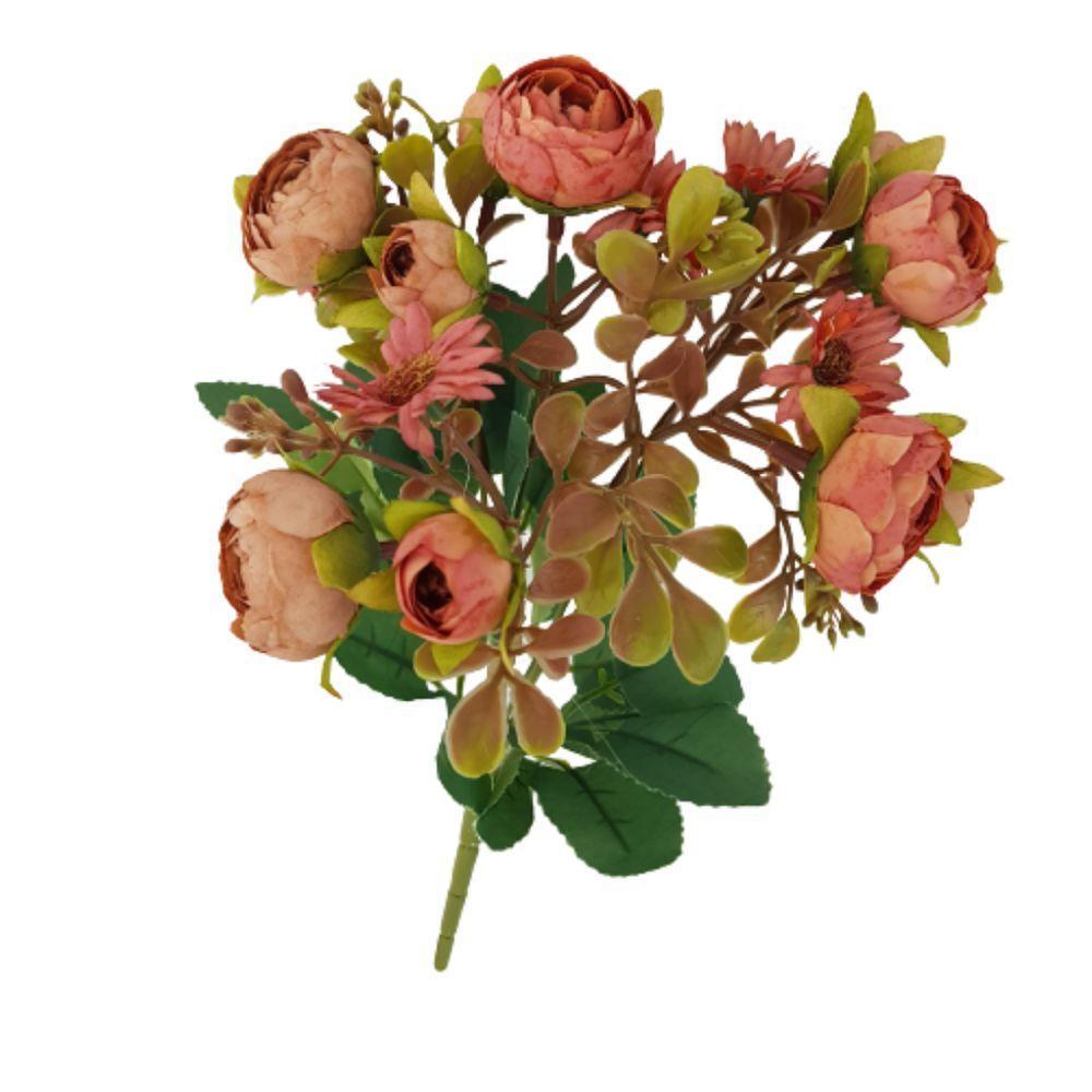 Flor Artificial Buquê Camélia E Margarida 30cm - 1
