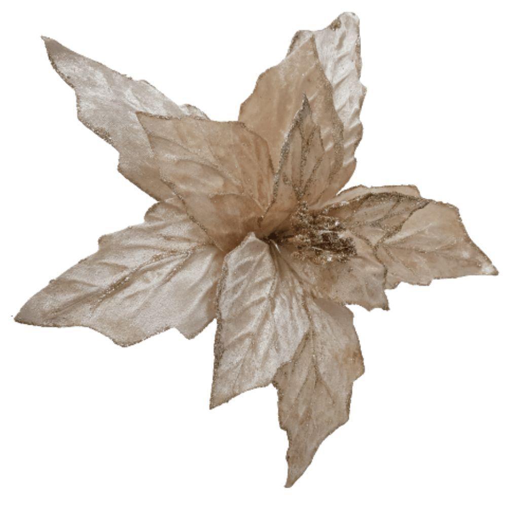 Flor Artificial Natal Veludo Champanhe Haste 45m 45cm - 2