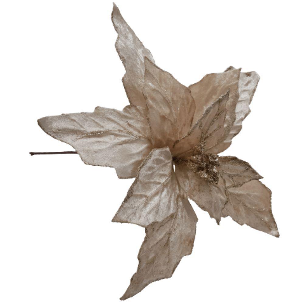 Flor Artificial Natal Veludo Champanhe Haste 45m 45cm - 3