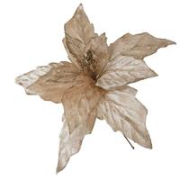Flor Artificial Natal Veludo Champanhe Haste 45m 45cm - 1
